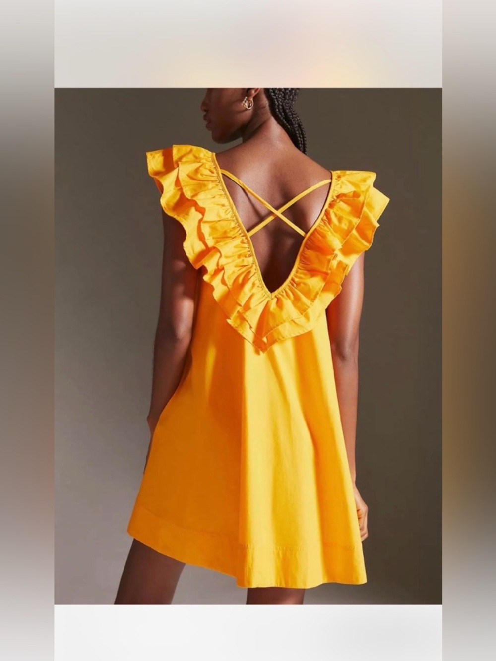 NWOT Maeve Sunrise Ruffle V-Neck Mini Dress - Yellow L - Picture 4 of 13